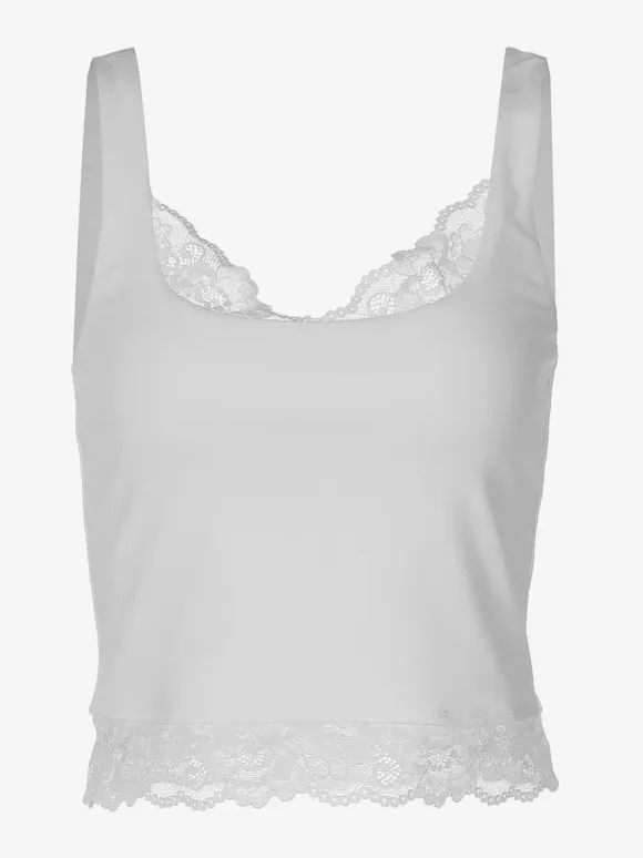 Cami Top Eyelash Lace Trim V Neck Ruched Slim Crop Cami Tank Top