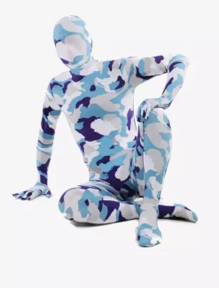Camouflage Zentai Suits Blue White Camouflage Lycra Spandex Full Body Zentai Suit