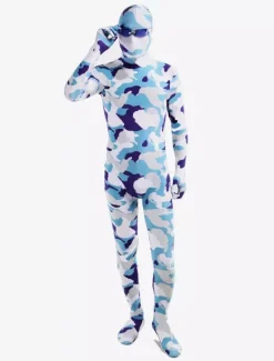 Camouflage Zentai Suits Blue White Camouflage Lycra Spandex Full Body Zentai Suit