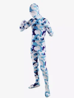 Camouflage Zentai Suits Blue White Camouflage Lycra Spandex Full Body Zentai Suit