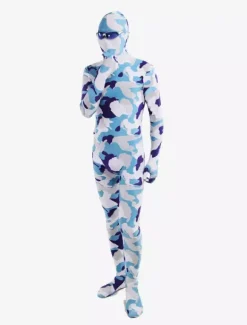 Camouflage Zentai Suits Blue White Camouflage Lycra Spandex Full Body Zentai Suit