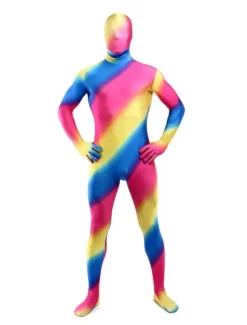 Camouflage Zentai Suits Morph Suit Multicolor Stripes Zentai Suit Full Body Lycra Spandex Bodysuit