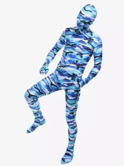 Camouflage Zentai Suits Morph Suit Blue Camouflage Lycra Spandex Fabric Zentai Suit Unisex Full Body Suit