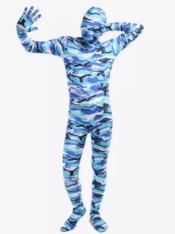 Camouflage Zentai Suits Morph Suit Blue Camouflage Lycra Spandex Fabric Zentai Suit Unisex Full Body Suit