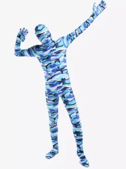 Camouflage Zentai Suits Morph Suit Blue Camouflage Lycra Spandex Fabric Zentai Suit Unisex Full Body Suit