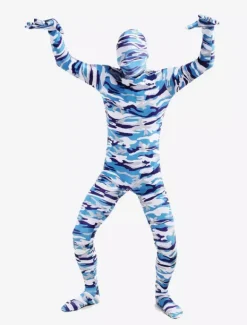 Camouflage Zentai Suits Morph Suit Blue Camouflage Lycra Spandex Zentai Suit Unisex Full Body Suit