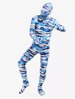 Camouflage Zentai Suits Morph Suit Blue Camouflage Lycra Spandex Zentai Suit Unisex Full Body Suit