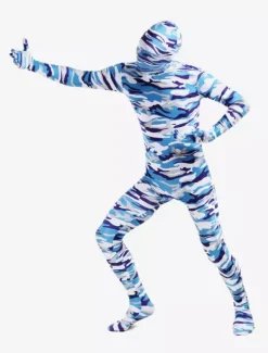 Camouflage Zentai Suits Morph Suit Blue Camouflage Lycra Spandex Zentai Suit Unisex Full Body Suit