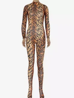 Camouflage Zentai Suits Tiger Print Morph Suit Adults Bodysuit Lycra Spandex Catsuit for Women
