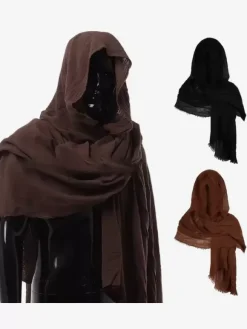 Cape with Hood Brown Vintage Top Retro Costumes For Man