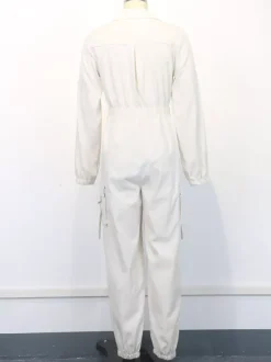 Cargo Jumpsuit With Elastic Waist And Pockets For Women 2026