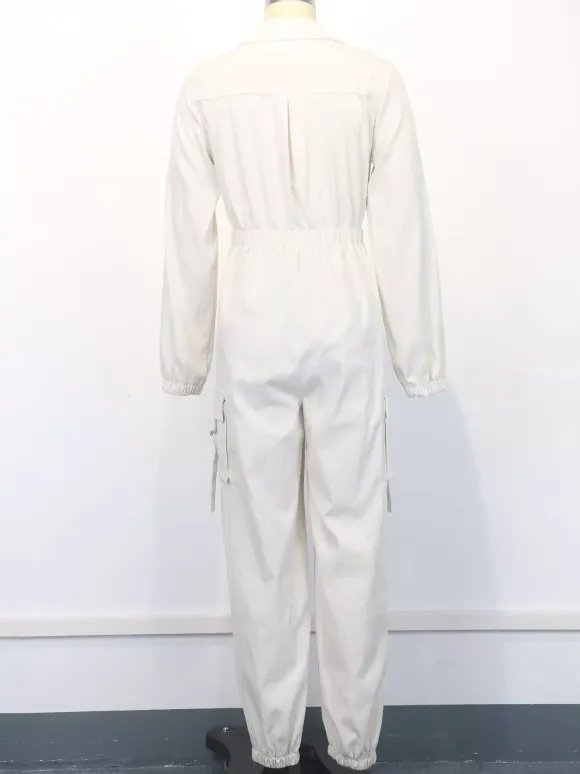 Cargo Jumpsuit With Elastic Waist And Pockets For Women 2026