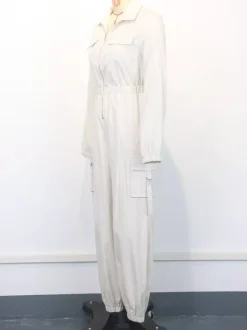 Cargo Jumpsuit With Elastic Waist And Pockets For Women 2026