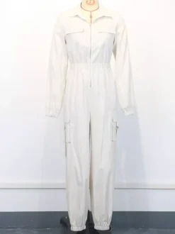 Cargo Jumpsuit With Elastic Waist And Pockets For Women 2026