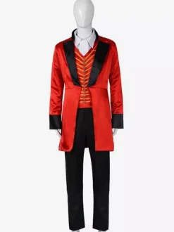Carnival Circus Costume Red Men's Pants Shirt Overcoat Set Polyester Carnival Holidays Costumes