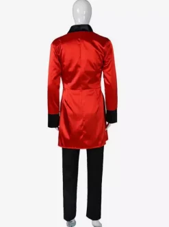 Carnival Circus Costume Red Men's Pants Shirt Overcoat Set Polyester Carnival Holidays Costumes