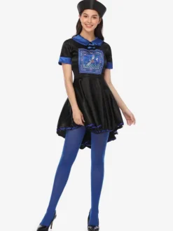 Carnival Halloween Chinese Zombie Costumes For Women Black Blue Polyester Holidays Costumes
