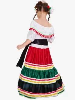 Carnival Halloween Traditional Mexican Dress for Girls Folklorico Dance Dress