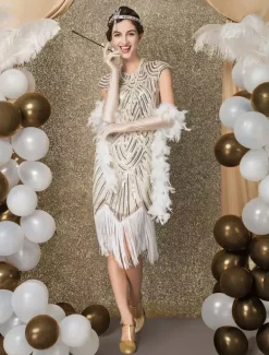 Carnival 1920s Sequined Flapper Great Gatsby Dress Tassels Bead Dress