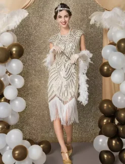 Carnival 1920s Sequined Flapper Great Gatsby Dress Tassels Bead Dress