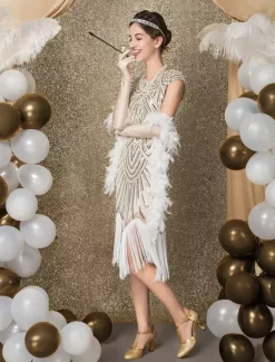 Carnival 1920s Sequined Flapper Great Gatsby Dress Tassels Bead Dress