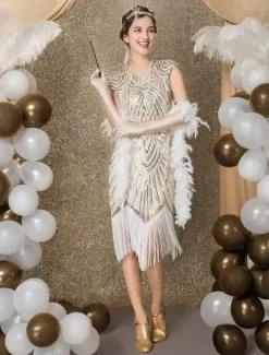 Carnival 1920s Sequined Flapper Great Gatsby Dress Tassels Bead Dress