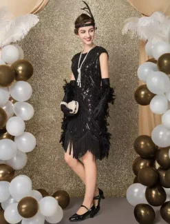 Carnival 1920s Sequined Flapper Great Gatsby Dress Tassels Bead Dress
