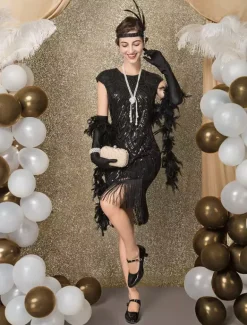 Carnival 1920s Sequined Flapper Great Gatsby Dress Tassels Bead Dress