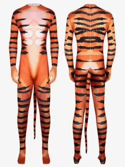 Carnival Costumes Tiger Pattern Catsuit Halloween Orc Jumpsuit