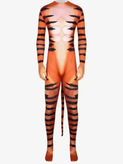 Carnival Costumes Tiger Pattern Catsuit Halloween Orc Jumpsuit