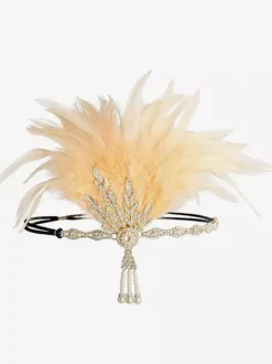 Carnival Flapper Dress Accessories Feather Rhinestone Black Flapper Headband 1920s Great Gatsby