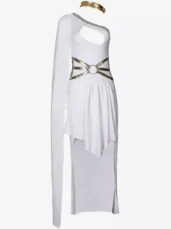 Carnival Greece Priestess Costumes White Sexy Polyester Goddess Dresses