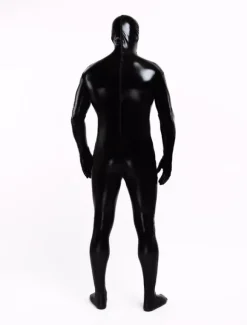 Carnival Zentai Suit Black Shiny Metallic Unisex Full Bodysuit