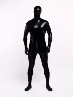 Carnival Zentai Suit Black Shiny Metallic Unisex Full Bodysuit