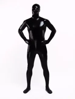 Carnival Zentai Suit Black Shiny Metallic Unisex Full Bodysuit