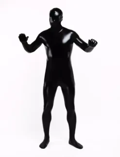 Carnival Zentai Suit Black Shiny Metallic Unisex Full Bodysuit