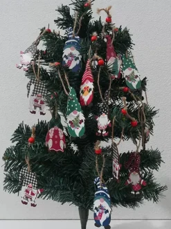 Cartoon Colorful Wooden Forest Figurine Pendant Decoration Christmas Tree Accessories