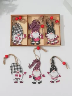 Cartoon Colorful Wooden Forest Figurine Pendant Decoration Christmas Tree Accessories