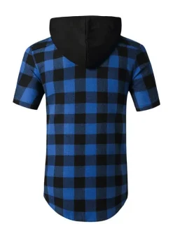 Casual Shirt For Men Hooded Casual Plaid Red Men's Shirts