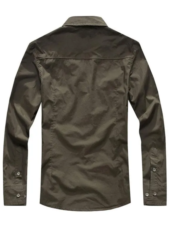 Casual Shirt For Men Turndown Collar Casual Asymmetrical Patchwork Hunter Green Men's Shirts