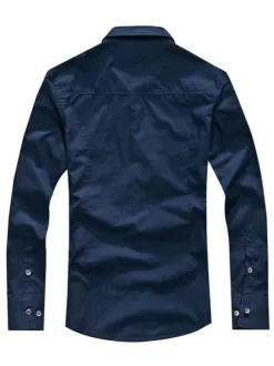 Casual Shirt For Men Turndown Collar Casual Asymmetrical Patchwork Hunter Green Men's Shirts