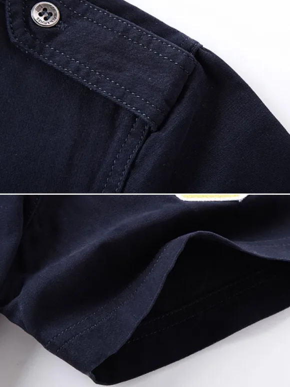Casual Shirt For Men Turndown Collar Casual Asymmetrical Patchwork Dark Navy Men's Shirts