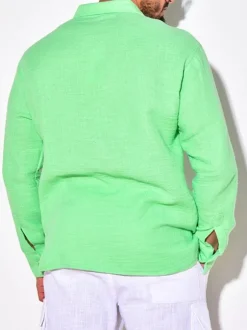 Casual Shirt For Men Turndown Collar Chic White Men's Shirts