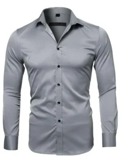 Casual Shirt For Men Turndown Collar Casual Removable White Men's Shirts