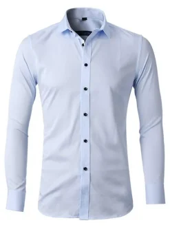 Casual Shirt For Men Turndown Collar Casual Removable White Men's Shirts