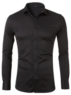 Casual Shirt For Men Turndown Collar Casual Removable White Men's Shirts