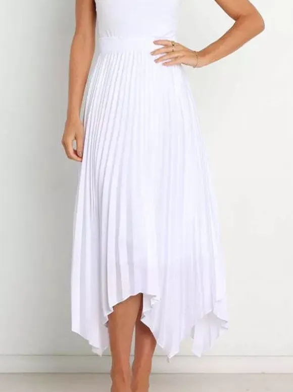 Casual Skirt Vintage Accordion Pleats Handkerchief Long Skirt In Burgundy