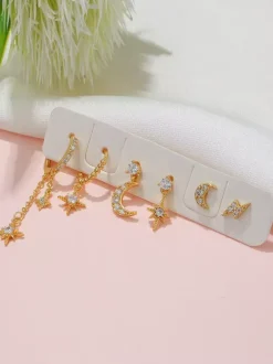 Celestial Star And Moon Earrings Set For Women 2026