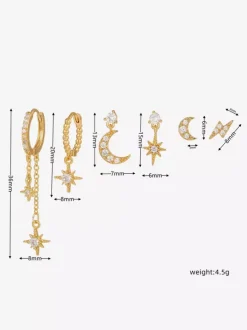 Celestial Star And Moon Earrings Set For Women 2026