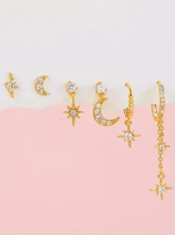 Celestial Star And Moon Earrings Set For Women 2026